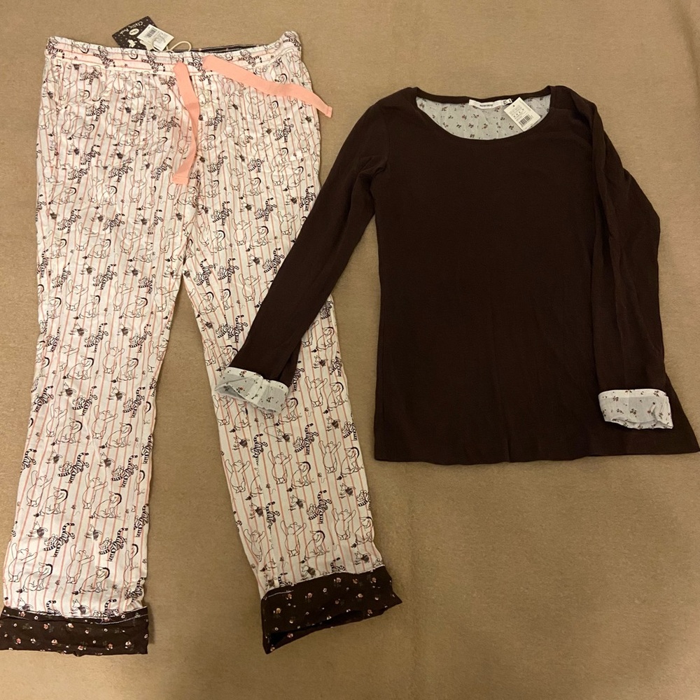 Disney Women’s Pajama Set with Brown and Pink
